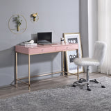 Ottey Pink High Gloss & Gold Finish Writing Desk