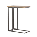 Rudy Snack Table With Power Outlet Gunmetal And Natural