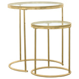Maylin 2-Piece Round Glass Top Nesting Tables Gold