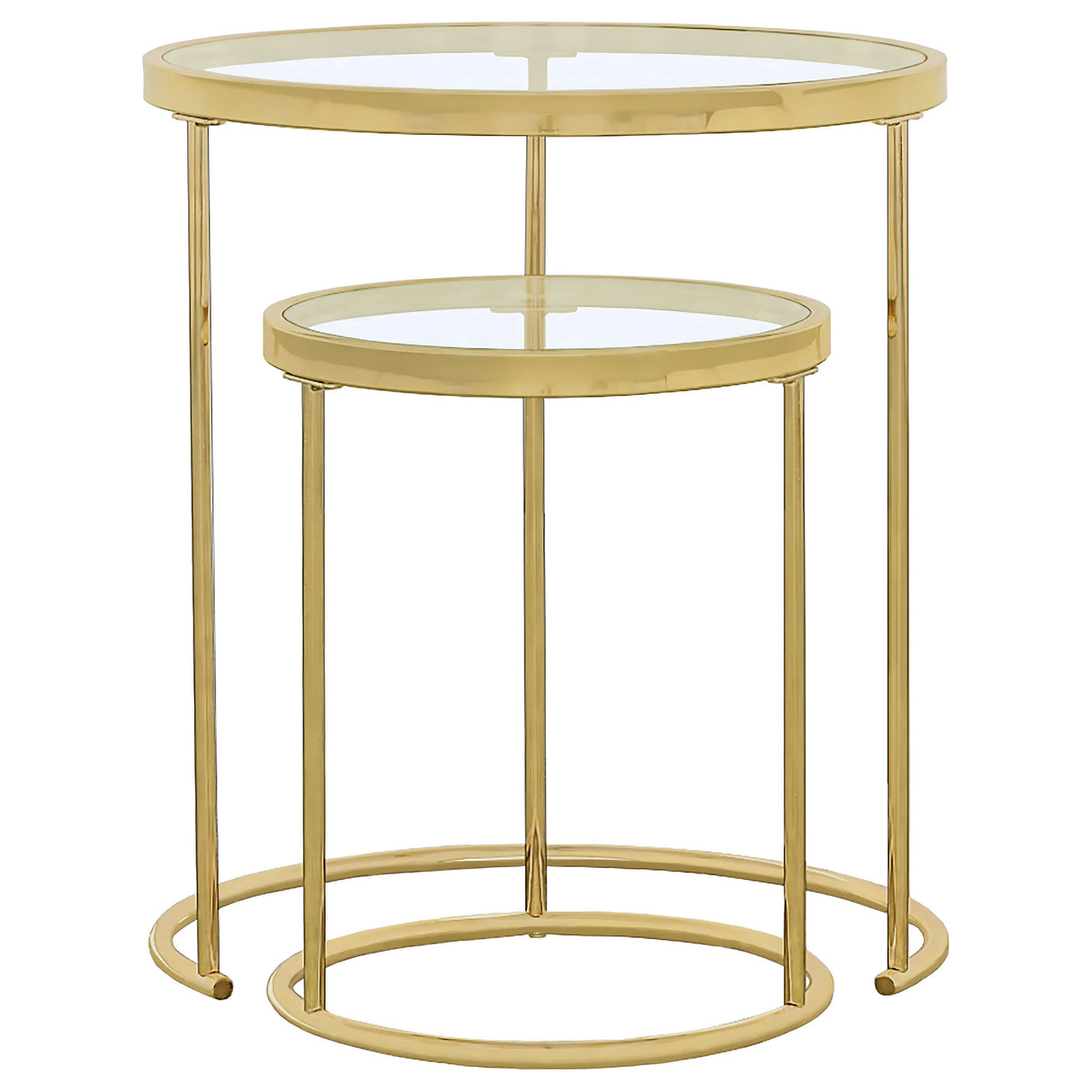 Maylin 2-Piece Round Glass Top Nesting Tables Gold