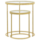 Maylin 2-Piece Round Glass Top Nesting Tables Gold