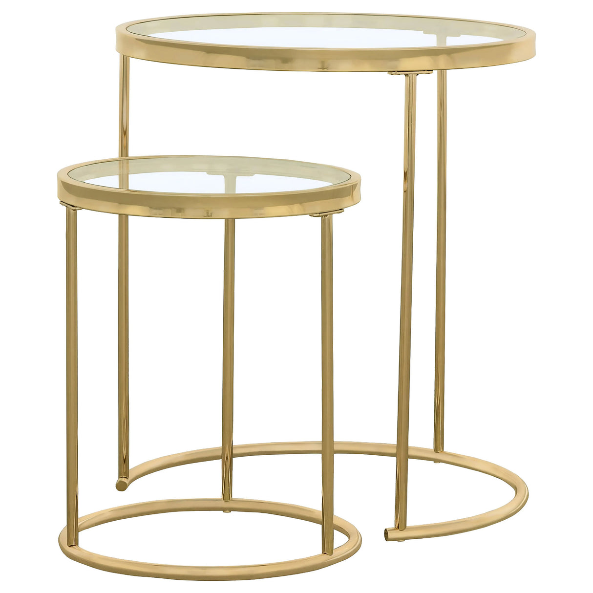 Maylin 2-Piece Round Glass Top Nesting Tables Gold