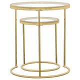 Maylin 2-Piece Round Glass Top Nesting Tables Gold