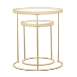 Maylin 2-Piece Round Glass Top Nesting Tables Gold