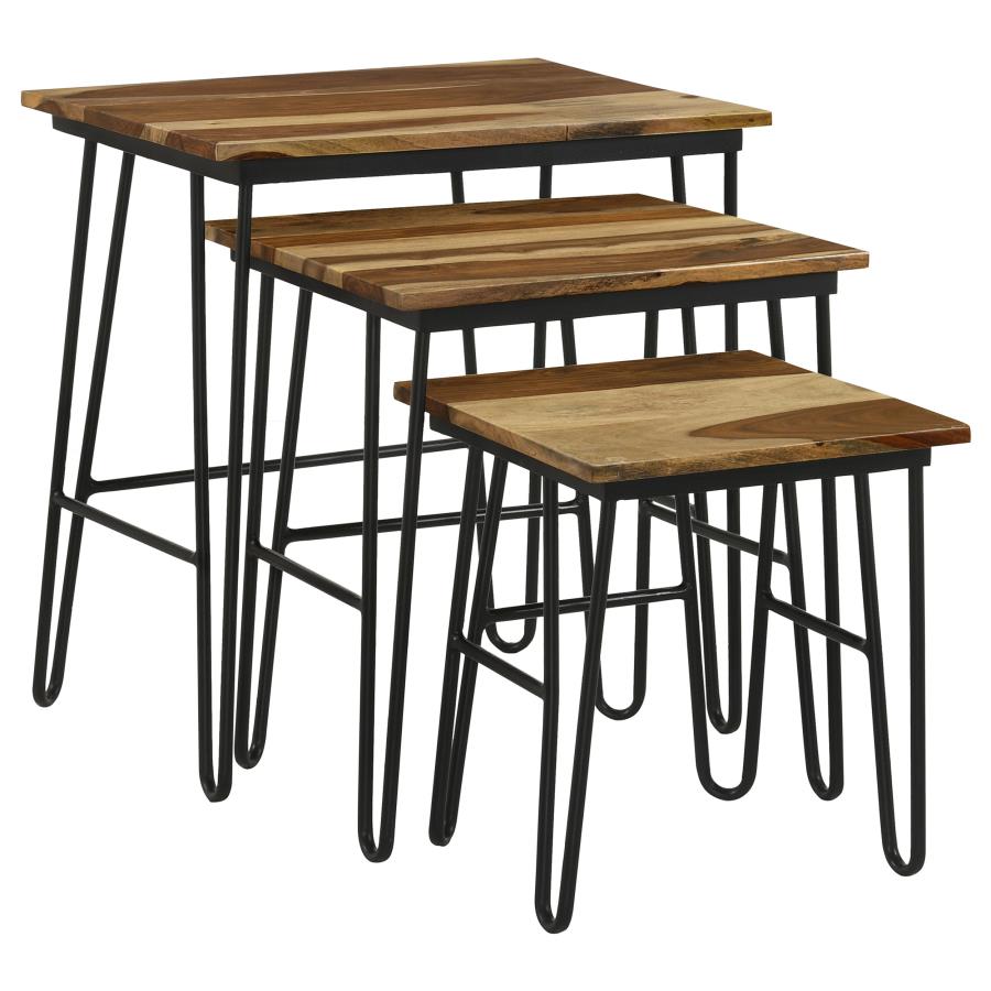 Nayeli 3-Piece Nesting Table With Hairpin Legs Natural And Black