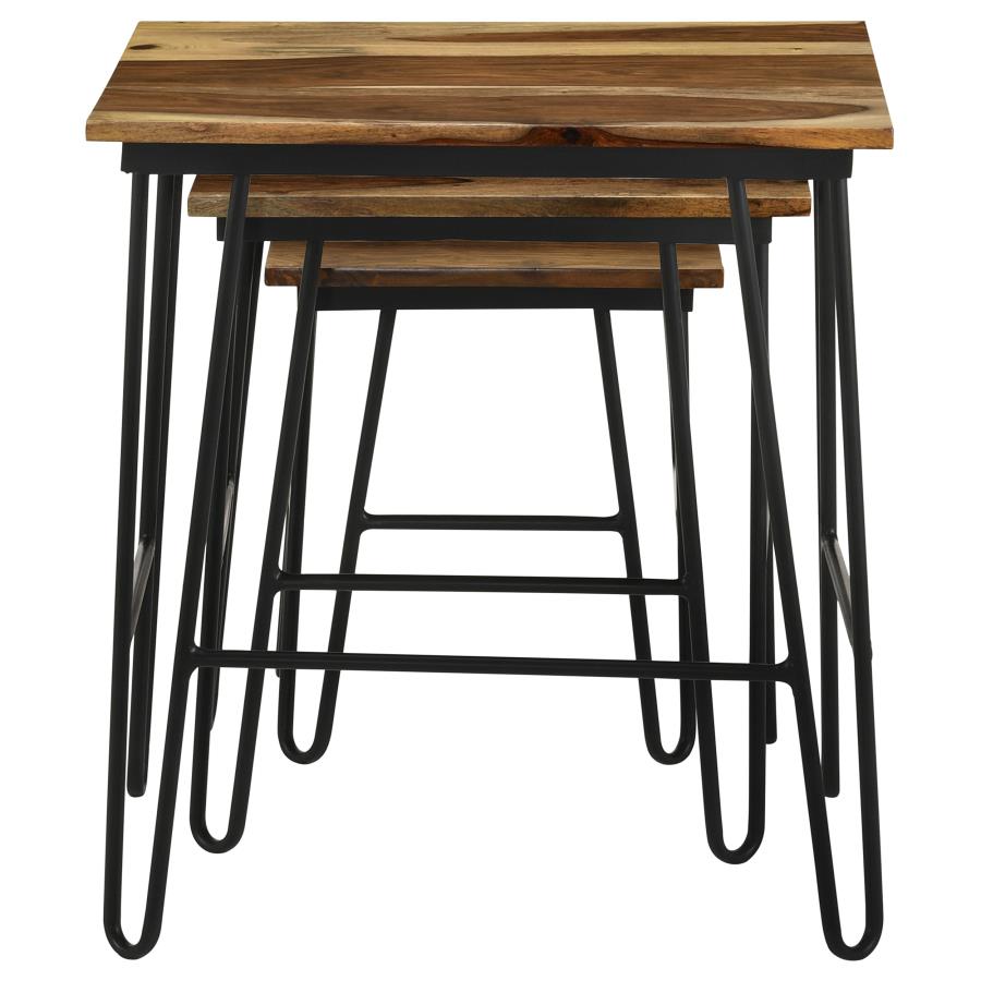 Nayeli 3-Piece Nesting Table With Hairpin Legs Natural And Black