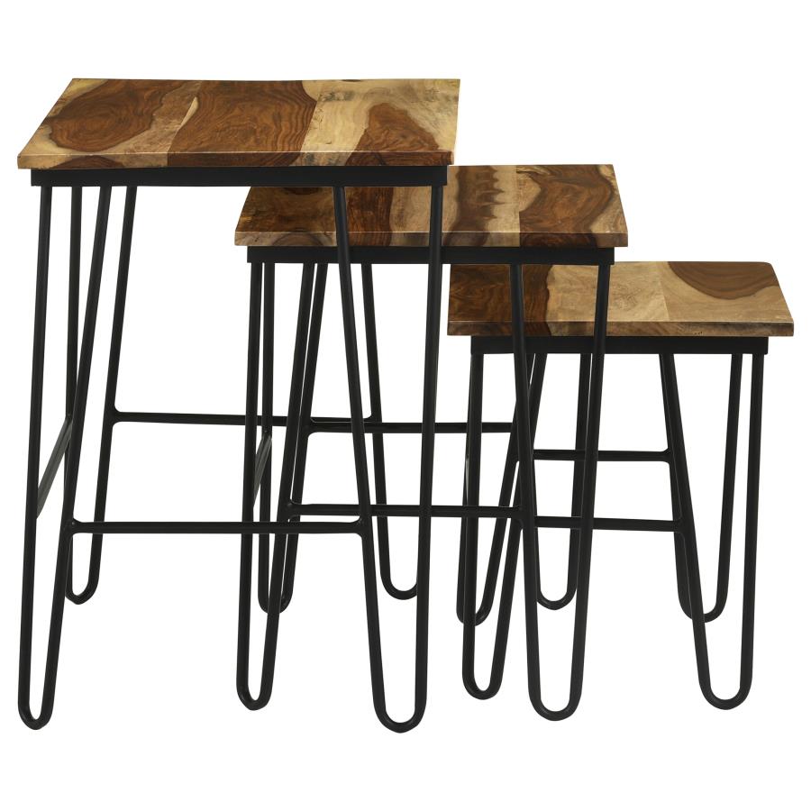 Nayeli 3-Piece Nesting Table With Hairpin Legs Natural And Black