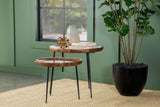 Nuala 2-Piece Round Nesting Table With Tripod Tapered Legs Honey And Black