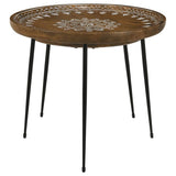 Nuala 2-Piece Round Nesting Table With Tripod Tapered Legs Honey And Black