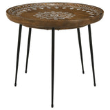 Nuala 2-Piece Round Nesting Table With Tripod Tapered Legs Honey And Black