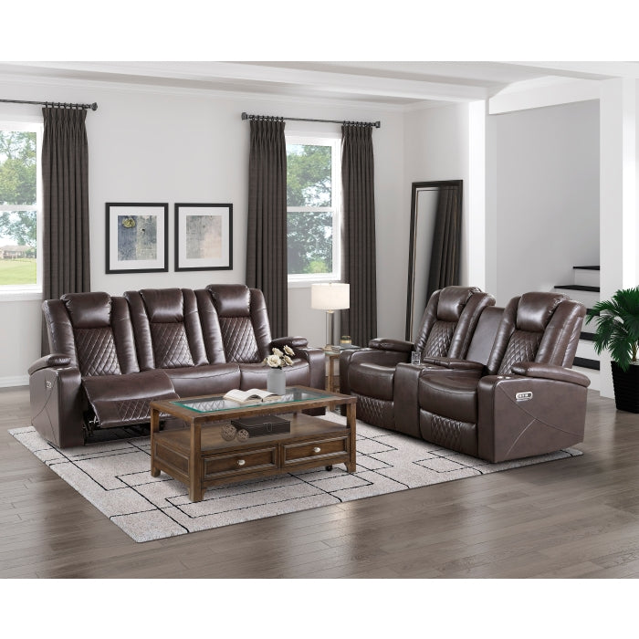 Caelan Dark Brown Power Double Reclining Loveseat