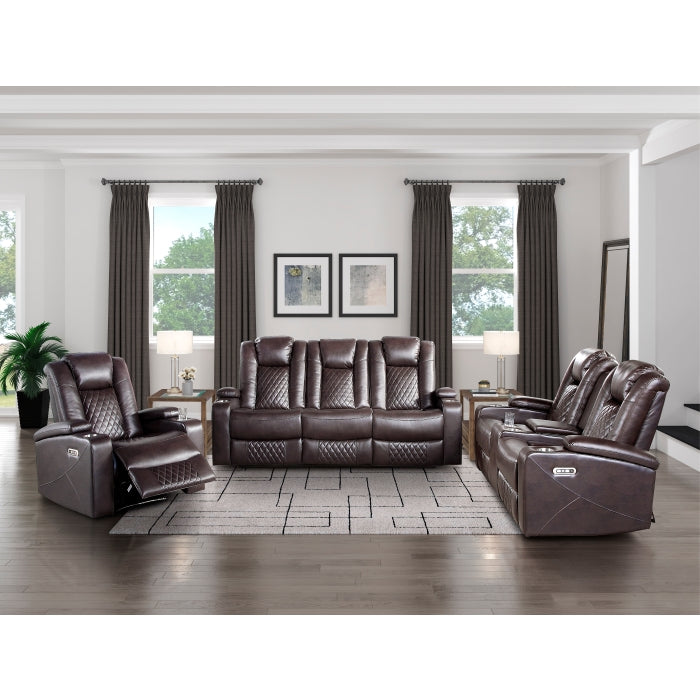 Caelan Dark Brown Power Double Reclining Loveseat