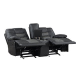Fabian Grey Double Glider Reclining Love Seat With Center Console, Receptacles And Usb Ports