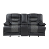 Fabian Grey Double Glider Reclining Love Seat With Center Console, Receptacles And Usb Ports