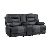 Fabian Grey Double Glider Reclining Love Seat With Center Console, Receptacles And Usb Ports