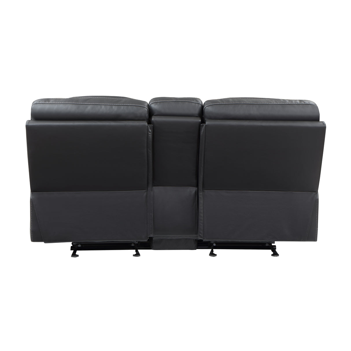 Fabian Grey Double Glider Reclining Love Seat With Center Console, Receptacles And Usb Ports