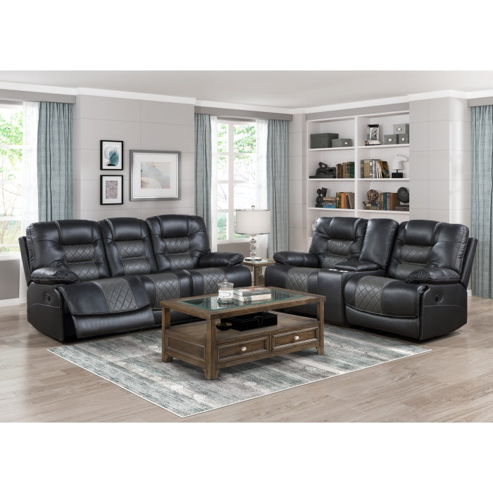 Fabian Grey Double Glider Reclining Love Seat With Center Console, Receptacles And Usb Ports