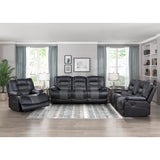 Fabian Grey Double Glider Reclining Love Seat With Center Console, Receptacles And Usb Ports