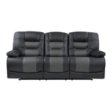 Fabian Grey Double Reclining Sofa With Center Drop-Down Cup Holders, Receptacles And Usb Ports