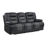Fabian Grey Double Reclining Sofa With Center Drop-Down Cup Holders, Receptacles And Usb Ports