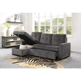 Carolina Exposed Feet With Faux Wood 2-Piece Reversible Sectional Pull-Out Bed And Hidden Storage