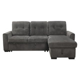 Carolina Exposed Feet With Faux Wood 2-Piece Reversible Sectional Pull-Out Bed And Hidden Storage