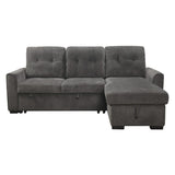 Carolina Exposed Feet With Faux Wood 2-Piece Reversible Sectional Pull-Out Bed And Hidden Storage