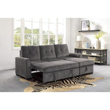 Carolina Exposed Feet With Faux Wood 2-Piece Reversible Sectional Pull-Out Bed And Hidden Storage