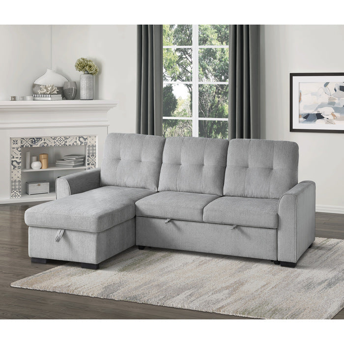 Carolina Exposed Feet With Faux Wood 2-Piece Reversible Sectional Pull-Out Bed And Hidden Storage