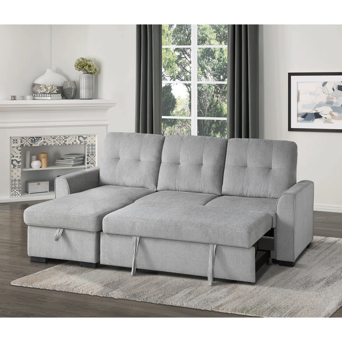 Carolina Exposed Feet With Faux Wood 2-Piece Reversible Sectional Pull-Out Bed And Hidden Storage