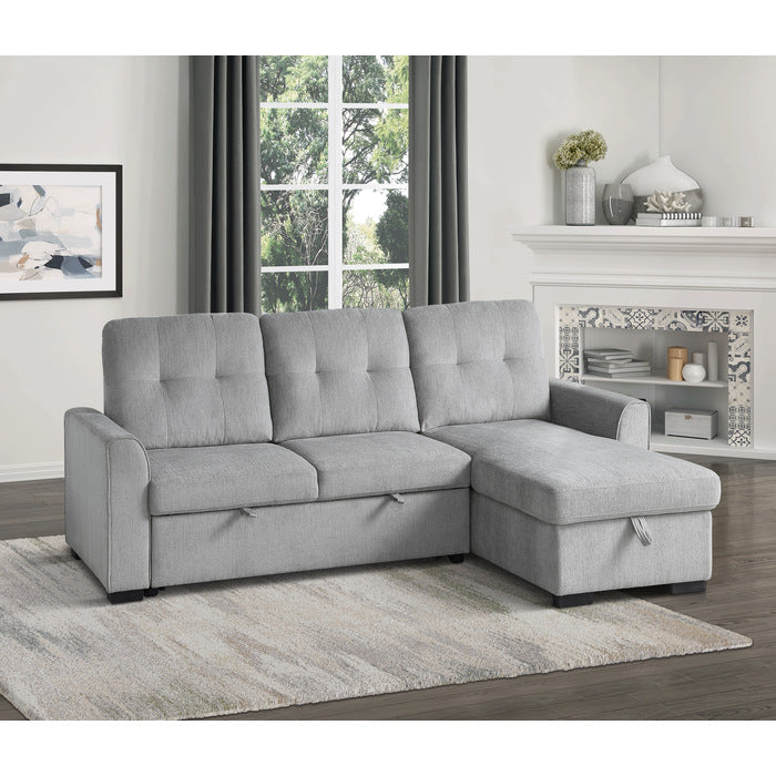 Carolina Exposed Feet With Faux Wood 2-Piece Reversible Sectional Pull-Out Bed And Hidden Storage