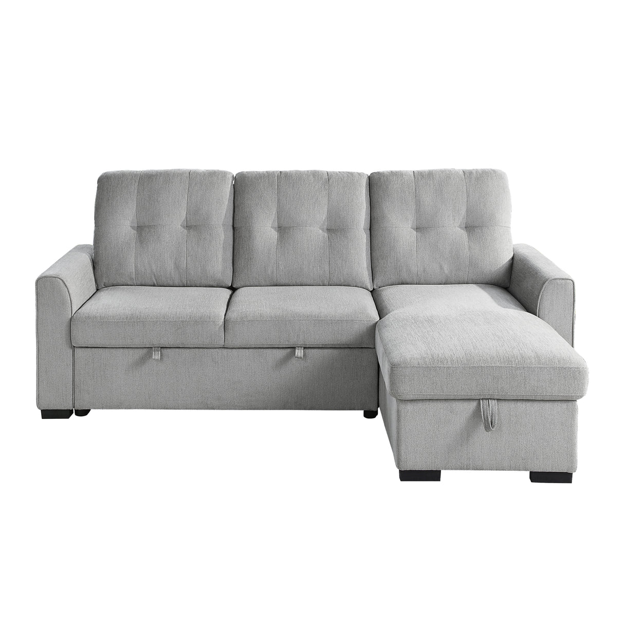 Carolina Exposed Feet With Faux Wood 2-Piece Reversible Sectional Pull-Out Bed And Hidden Storage