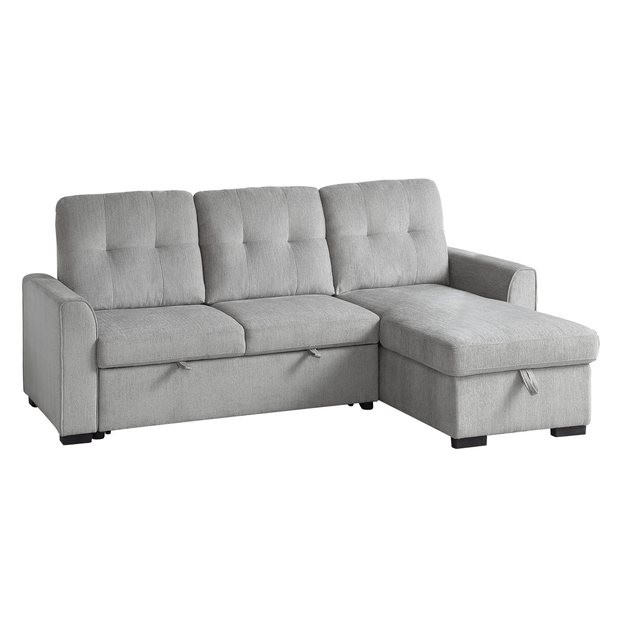 Carolina Exposed Feet With Faux Wood 2-Piece Reversible Sectional Pull-Out Bed And Hidden Storage