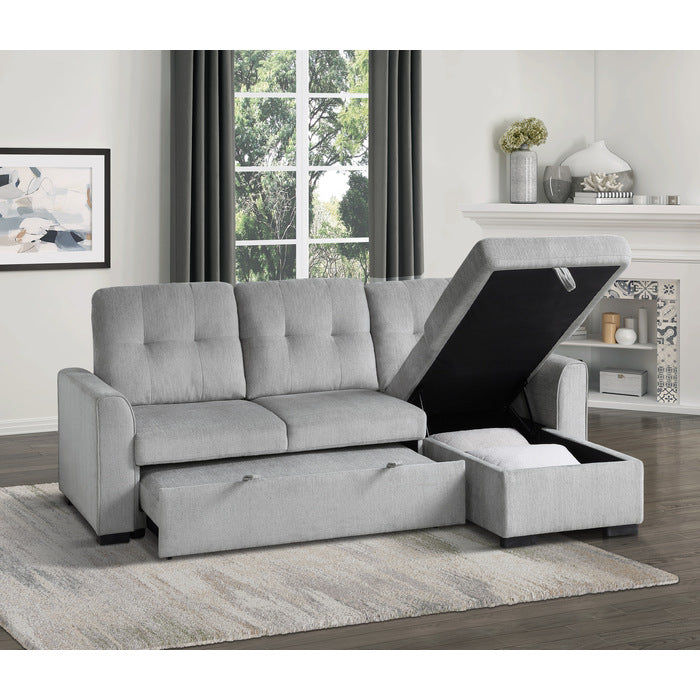 Carolina Exposed Feet With Faux Wood 2-Piece Reversible Sectional Pull-Out Bed And Hidden Storage