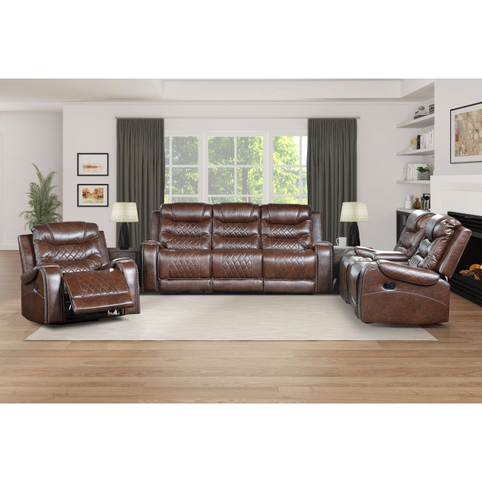 Putnam Brown Reclining Sofa With Drop Down Table