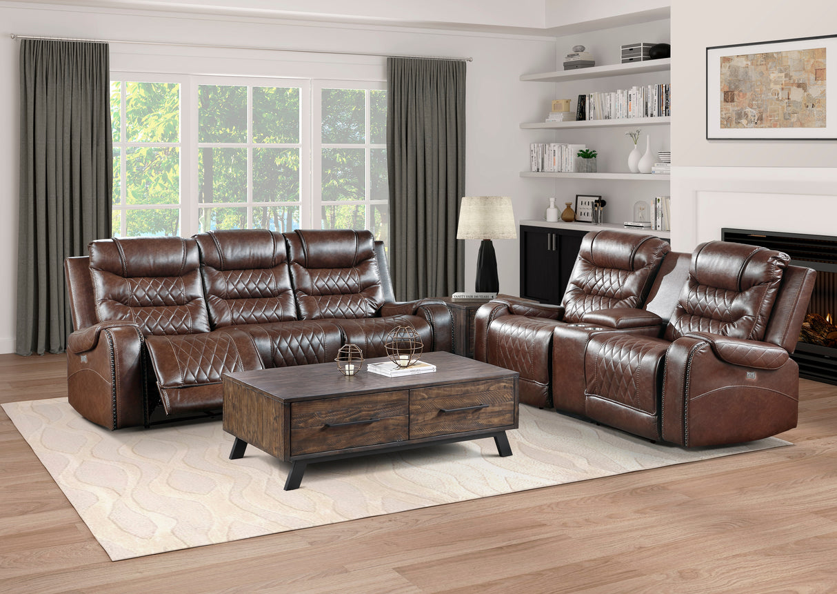 Putnam Brown Power Double Reclining Loveseat