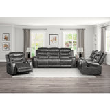 Putnam Gray Reclining Sofa With Drop Down Table