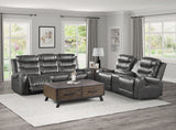 Putnam Gray Reclining Sofa With Drop Down Table