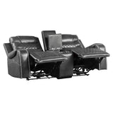 Putnam Gray Power Double Reclining Love Seat With Center Console, Receptacles And Usb Ports