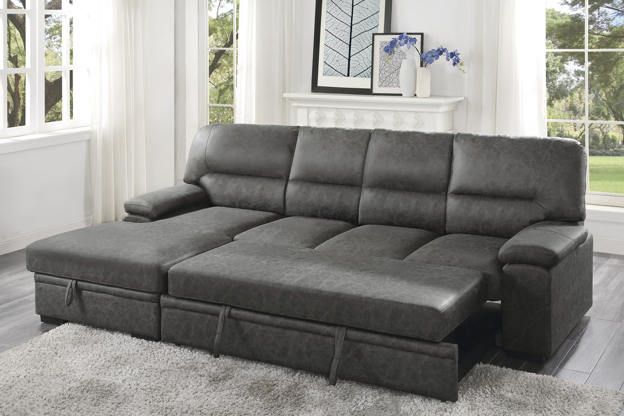 Michigan 2-Piece Sectional With Pull-Out Bed And Left Chaise Hidden Storage