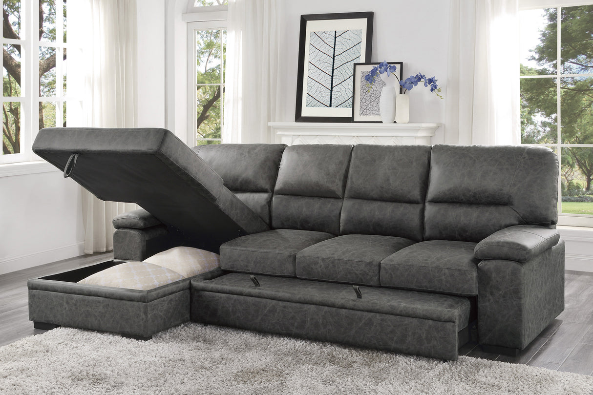 Michigan 2-Piece Sectional With Pull-Out Bed And Left Chaise Hidden Storage