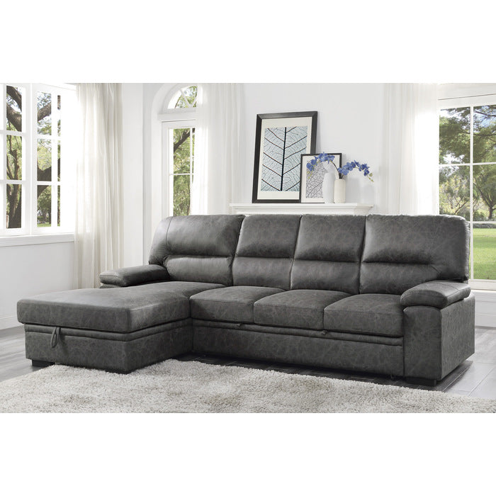 Michigan 2-Piece Sectional With Pull-Out Bed And Left Chaise Hidden Storage