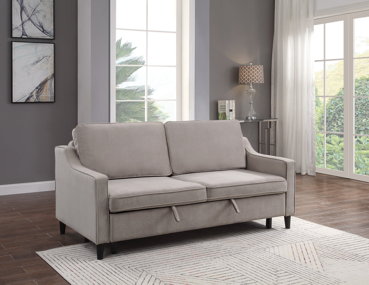 Adelia Cobblestone Velvet Convertible Studio Sofa with Pull-out Bed