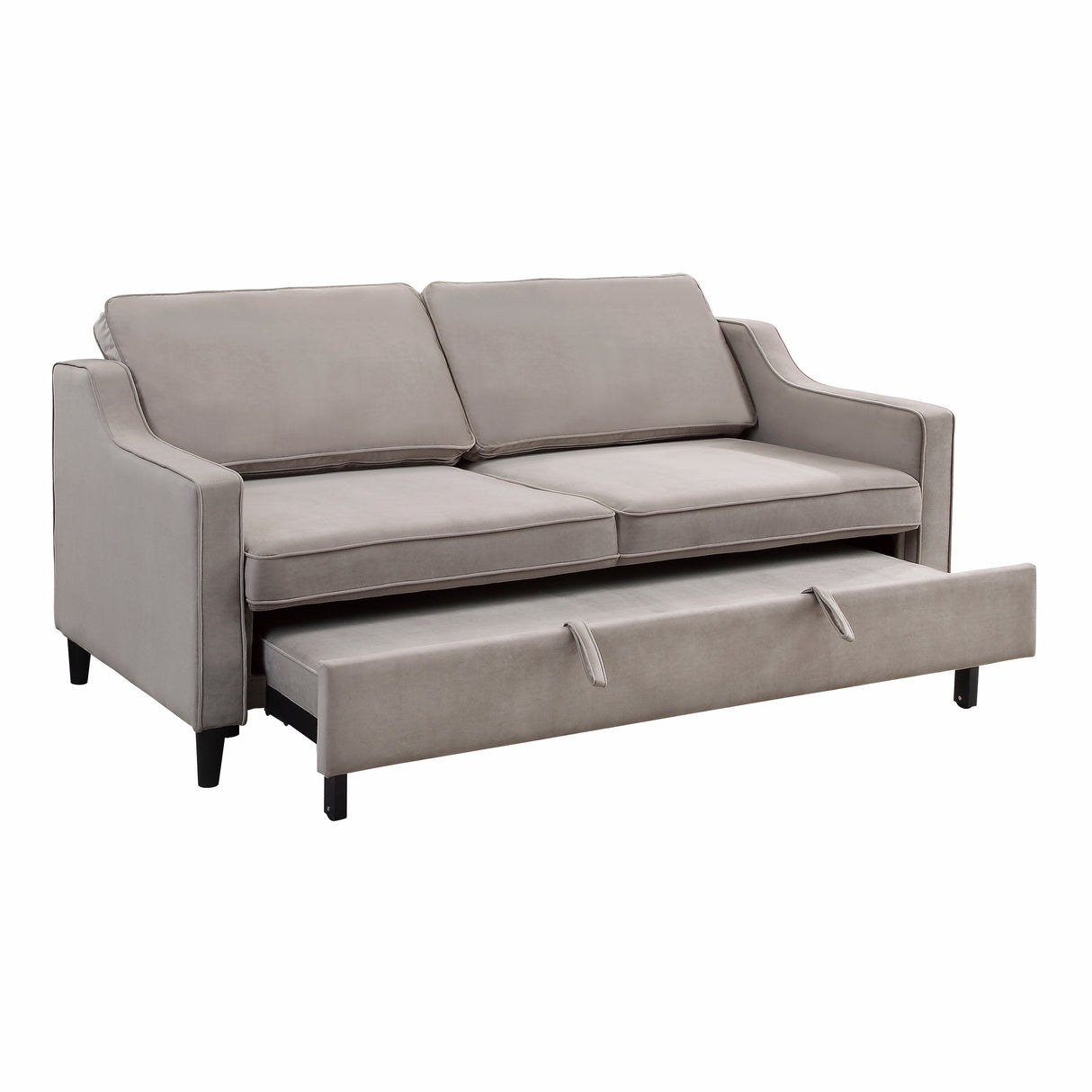 Adelia Cobblestone Velvet Convertible Studio Sofa with Pull-out Bed