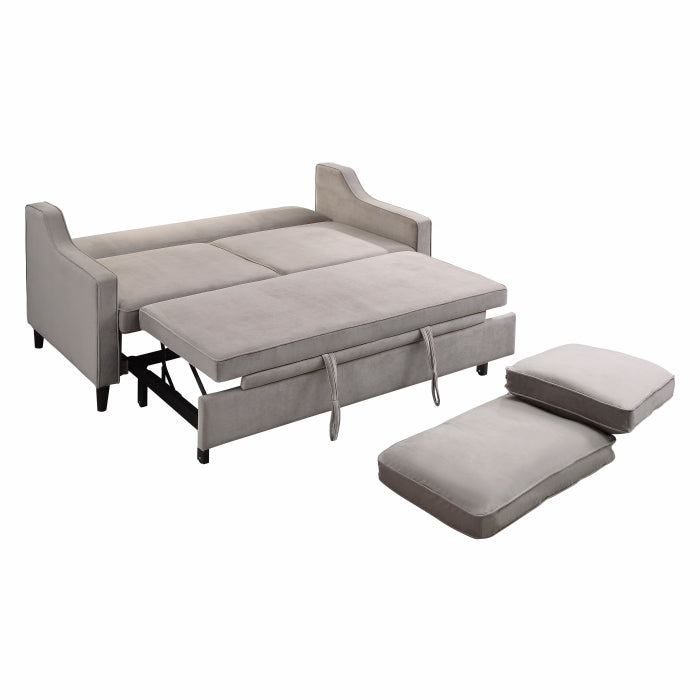 Adelia Cobblestone Velvet Convertible Studio Sofa with Pull-out Bed