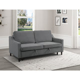 Adelia Dark Gray Velvet Convertible Studio Sofa with Pull-out Bed