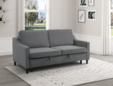 Adelia Dark Gray Velvet Convertible Studio Sofa with Pull-out Bed