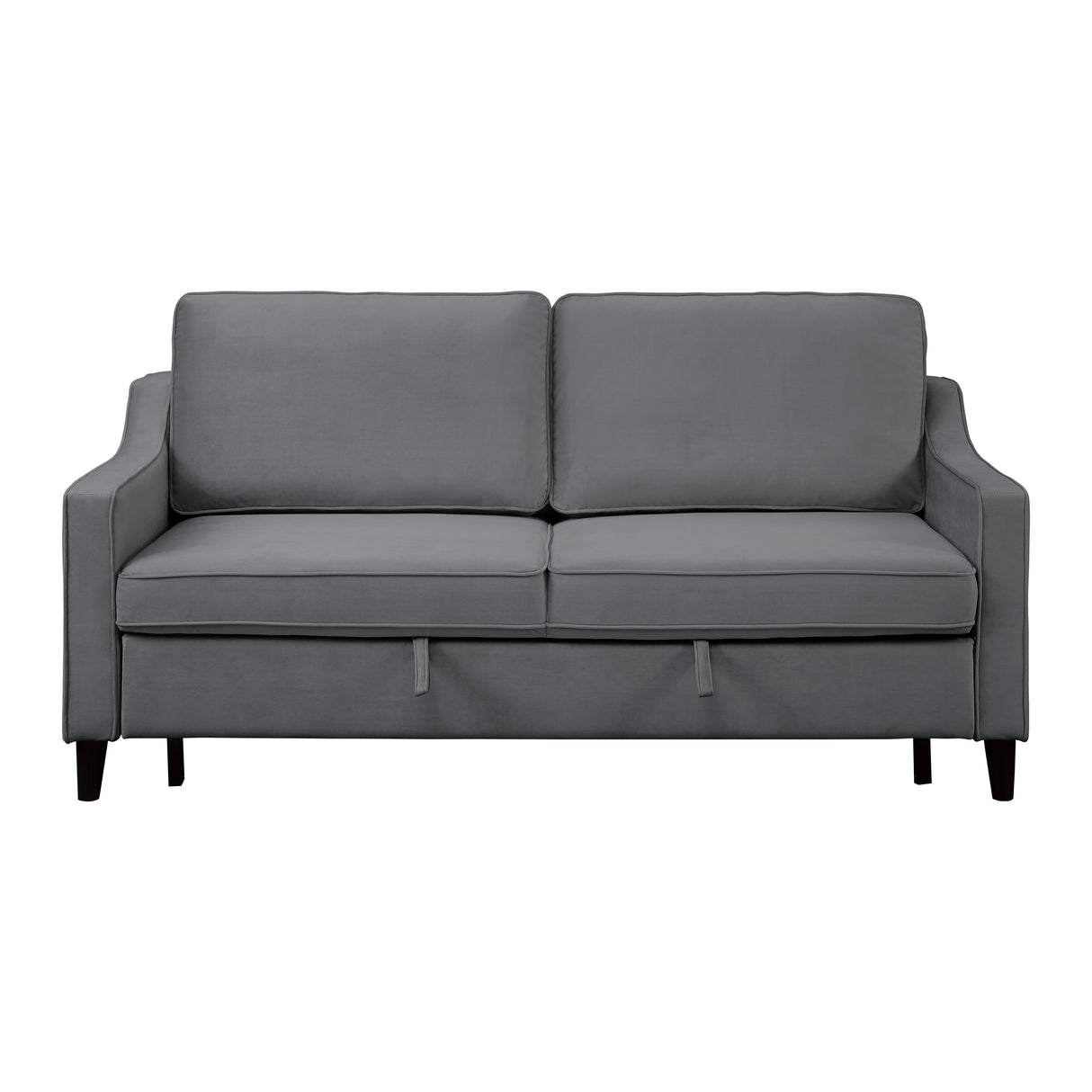 Adelia Dark Gray Velvet Convertible Studio Sofa with Pull-out Bed