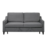 Adelia Dark Gray Velvet Convertible Studio Sofa with Pull-out Bed