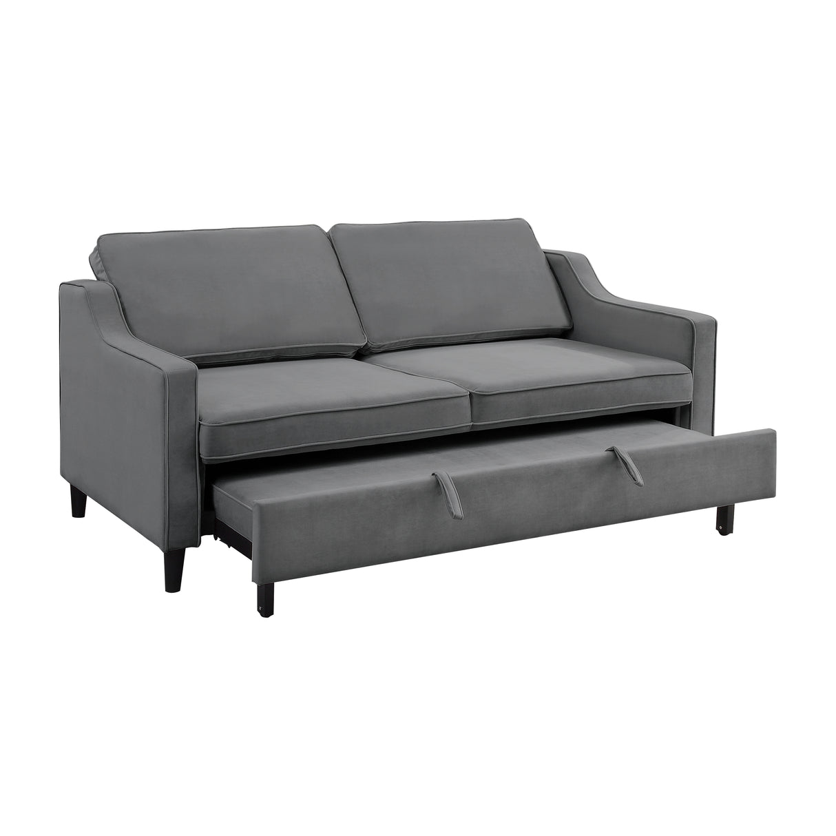 Adelia Dark Gray Velvet Convertible Studio Sofa with Pull-out Bed